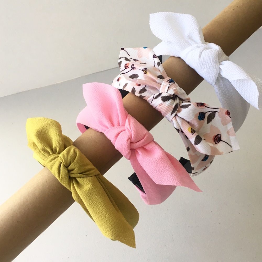 Textured Fabric Covered Headband, w/Knotted Tie - Picture 7 of 8